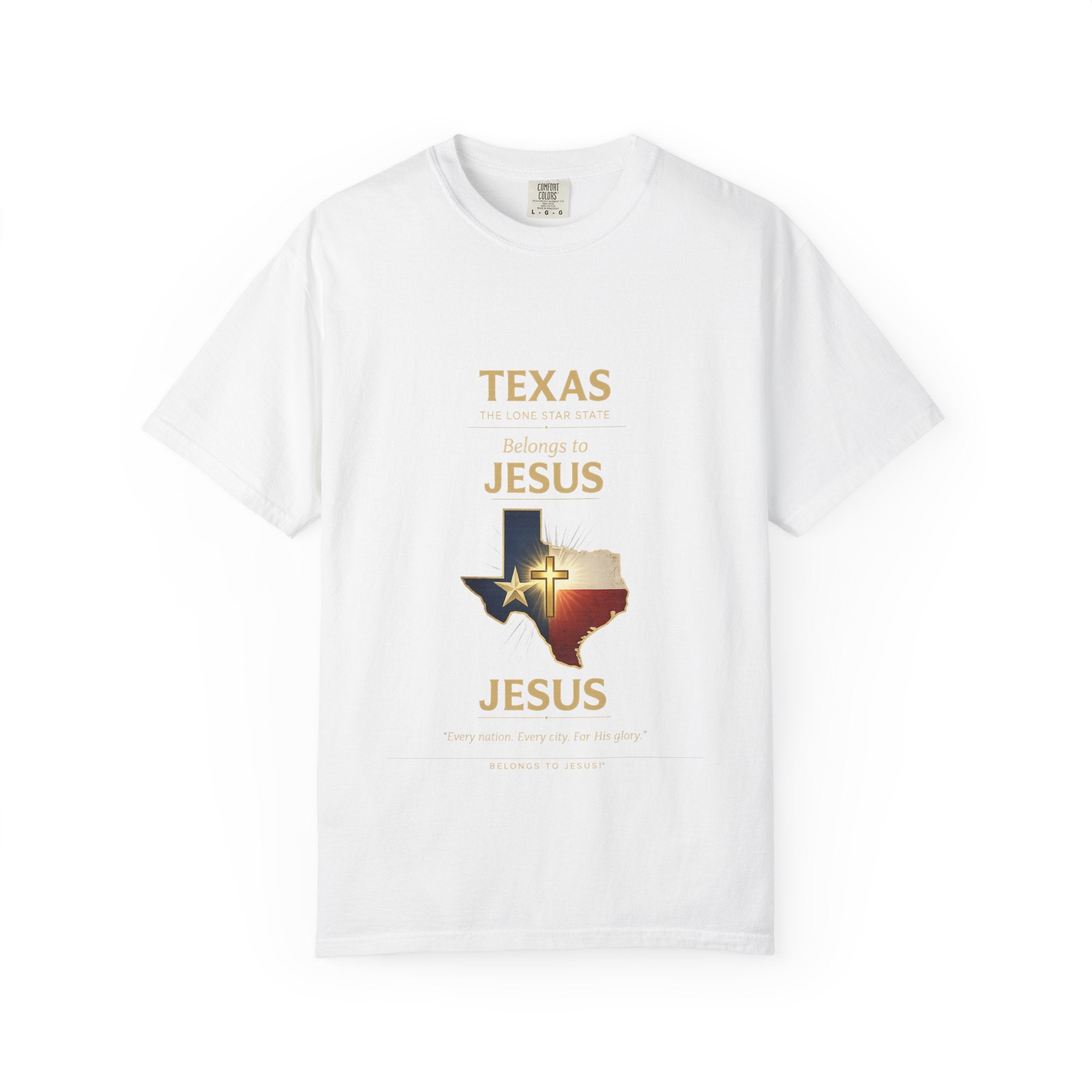 Texas Belongs to Jesus – Premium Garment-Dyed Tee – Christian Faith Map Shirt – Comfort Colors