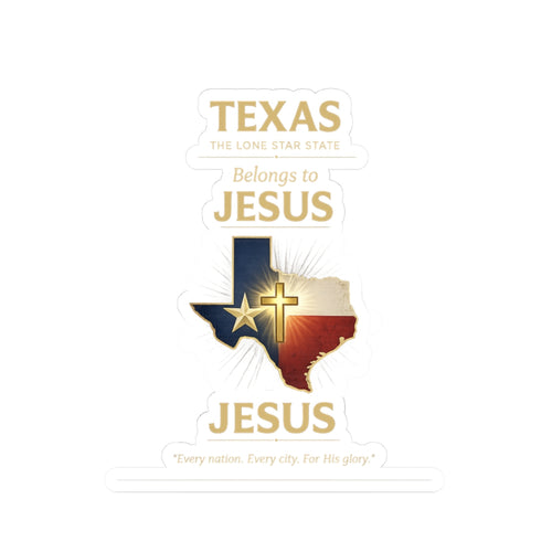 Texas Belongs to Jesus – Christian Faith Sticker – Map Decal – Pertenece a Cristo