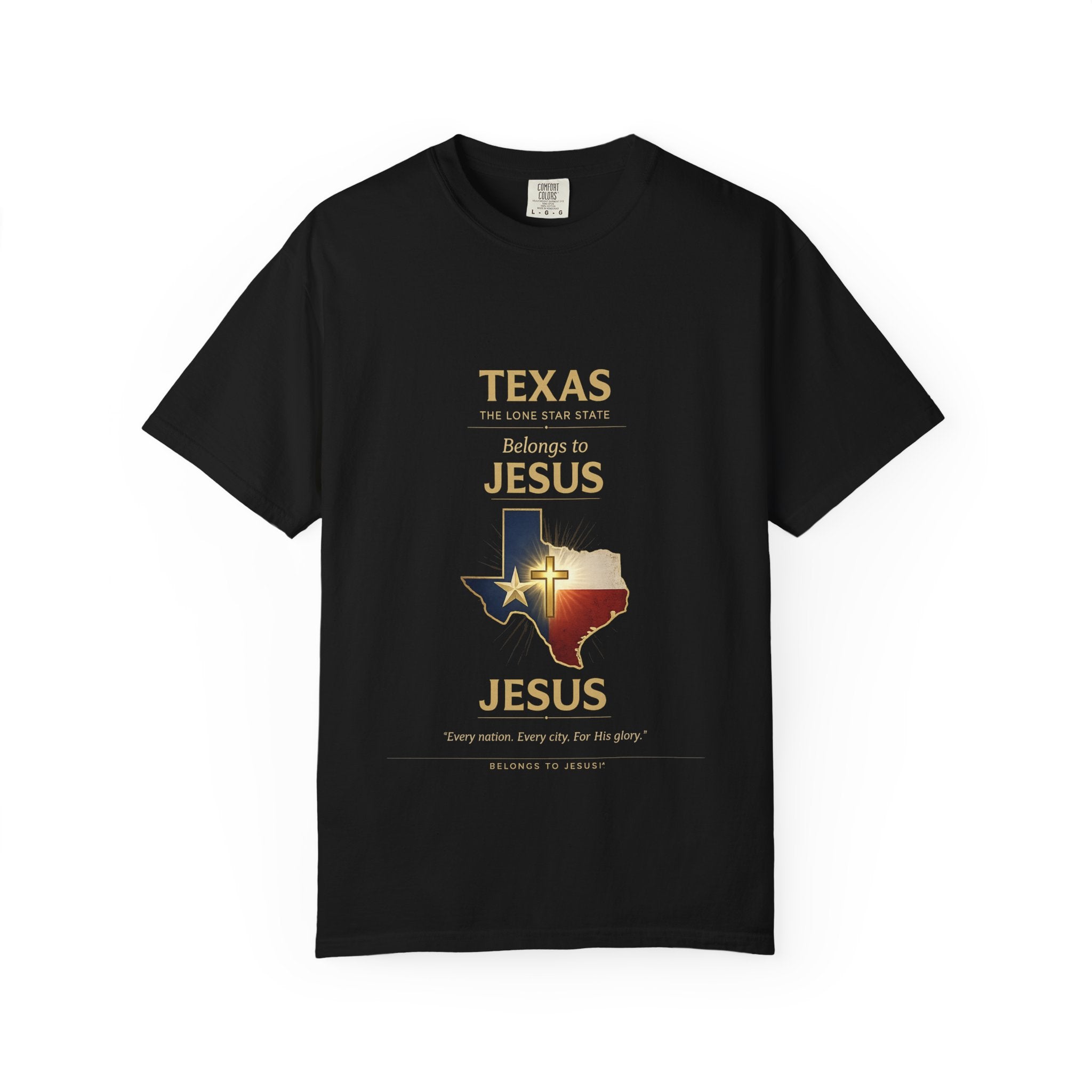 Texas Belongs to Jesus – Premium Garment-Dyed Tee – Christian Faith Map Shirt – Comfort Colors