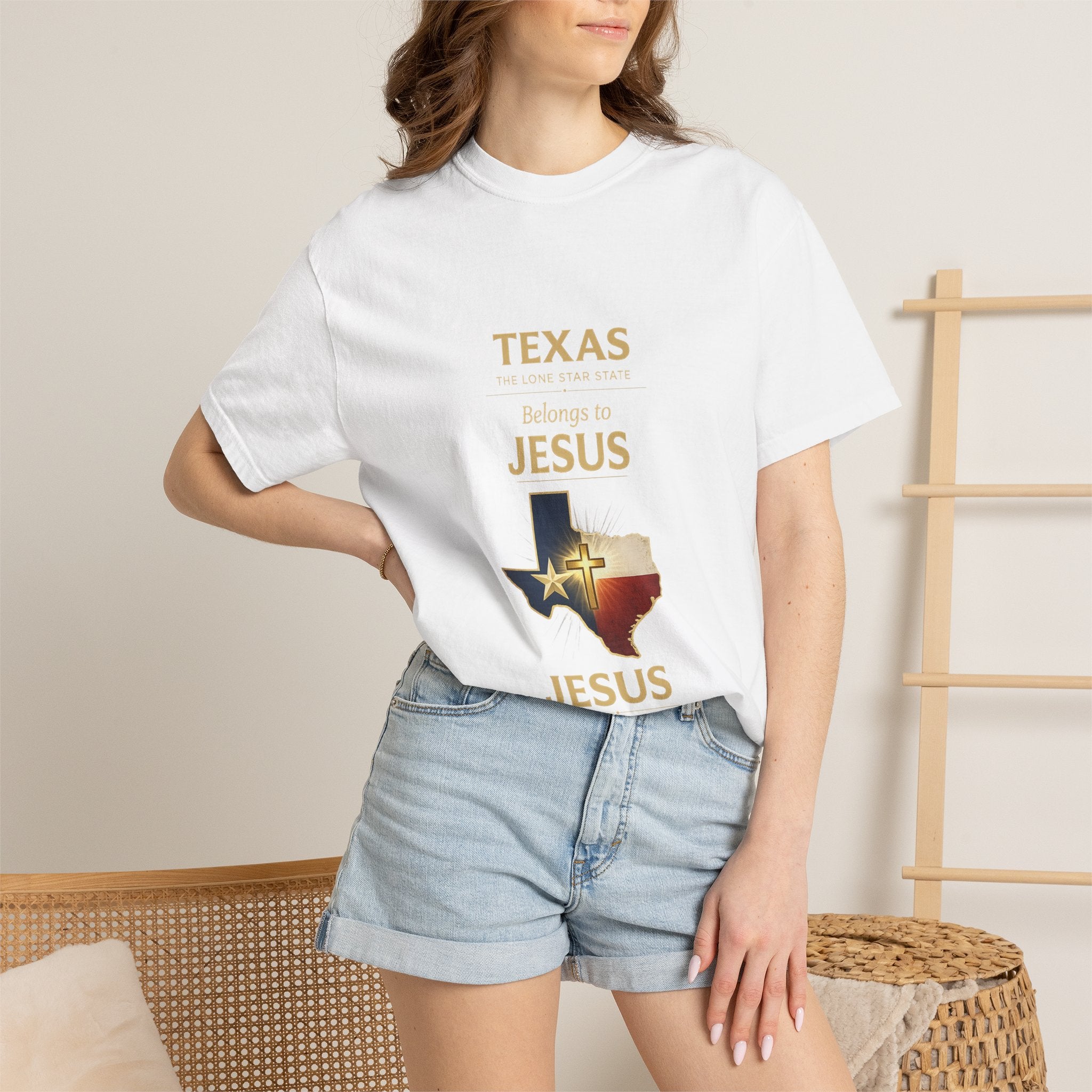 Texas Belongs to Jesus – Premium Garment-Dyed Tee – Christian Faith Map Shirt – Comfort Colors