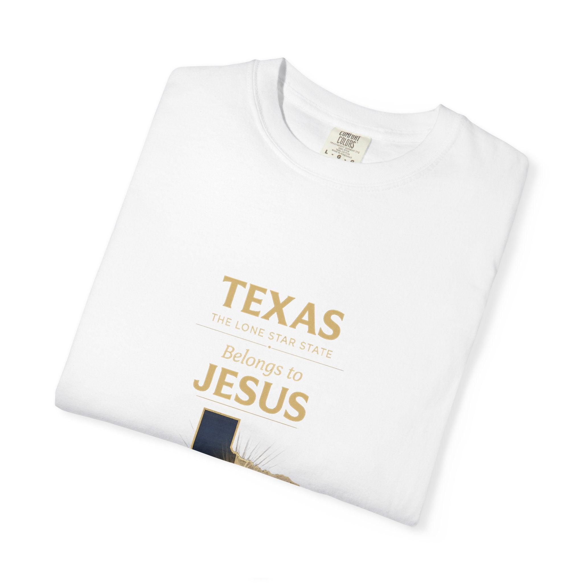 Texas Belongs to Jesus – Premium Garment-Dyed Tee – Christian Faith Map Shirt – Comfort Colors