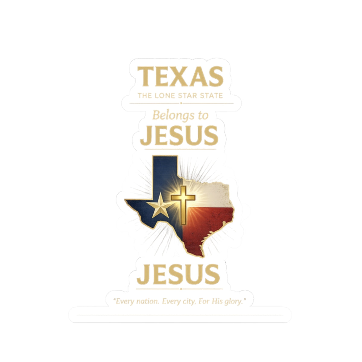 Texas Belongs to Jesus – Christian Faith Sticker – Map Decal – Pertenece a Cristo